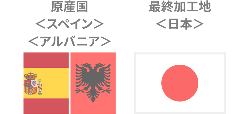 原産国スペインアルバニア 最終加工国日本